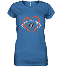 Load image into Gallery viewer, NFL Oakland Raiderss Heart Love Football Women's V-Neck T-Shirt
