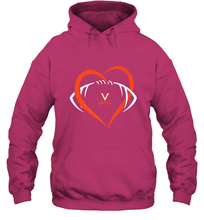 Load image into Gallery viewer, Virginia Cavaliers Large Heart  Football  Team Hooded Sweatshirt
