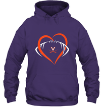 Load image into Gallery viewer, Virginia Cavaliers Large Heart  Football  Team Hooded Sweatshirt
