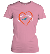 Load image into Gallery viewer, NFL Miami Dolphins Heart Love Football Women's T-Shirt
