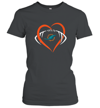 Load image into Gallery viewer, NFL Miami Dolphins Heart Love Football Women's T-Shirt

