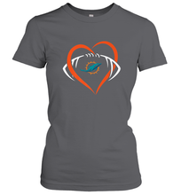 Load image into Gallery viewer, NFL Miami Dolphins Heart Love Football Women's T-Shirt
