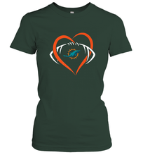 Load image into Gallery viewer, NFL Miami Dolphins Heart Love Football Women's T-Shirt
