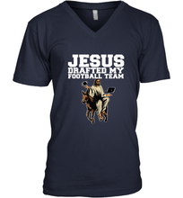 Load image into Gallery viewer, Jesus Drafted My Football Team Fantasy Football Men's V-Neck
