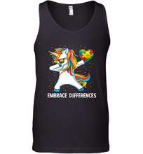 Load image into Gallery viewer, Autism Awareness Embrace Differences Dabbing Unicorn Men's Tank Top
