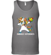 Load image into Gallery viewer, Autism Awareness Embrace Differences Dabbing Unicorn Men's Tank Top
