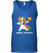 Load image into Gallery viewer, Autism Awareness Embrace Differences Dabbing Unicorn Men's Tank Top
