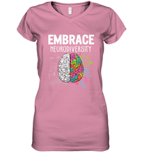 Load image into Gallery viewer, Embrace Neurodiversity Brain ADHD Autism Awareness Women's V-Neck T-Shirt
