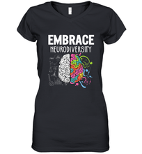 Load image into Gallery viewer, Embrace Neurodiversity Brain ADHD Autism Awareness Women's V-Neck T-Shirt
