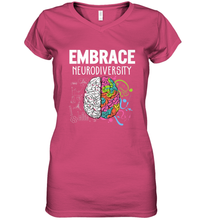 Load image into Gallery viewer, Embrace Neurodiversity Brain ADHD Autism Awareness Women's V-Neck T-Shirt
