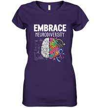 Load image into Gallery viewer, Embrace Neurodiversity Brain ADHD Autism Awareness Women's V-Neck T-Shirt
