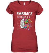 Load image into Gallery viewer, Embrace Neurodiversity Brain ADHD Autism Awareness Women's V-Neck T-Shirt
