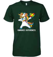 Load image into Gallery viewer, Autism Awareness Embrace Differences Dabbing Unicorn Men's Premium T-Shirt
