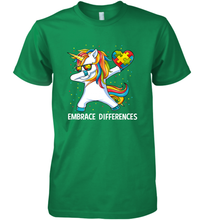 Load image into Gallery viewer, Autism Awareness Embrace Differences Dabbing Unicorn Men's Premium T-Shirt
