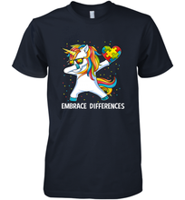 Load image into Gallery viewer, Autism Awareness Embrace Differences Dabbing Unicorn Men's Premium T-Shirt
