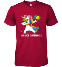 Load image into Gallery viewer, Autism Awareness Embrace Differences Dabbing Unicorn Men's Premium T-Shirt
