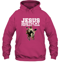 Load image into Gallery viewer, Jesus Drafted My Football Team Fantasy Football Hooded Sweatshirt
