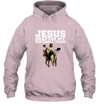 Load image into Gallery viewer, Jesus Drafted My Football Team Fantasy Football Hooded Sweatshirt
