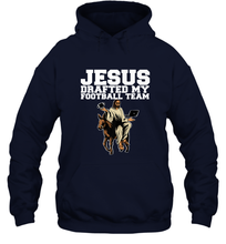 Load image into Gallery viewer, Jesus Drafted My Football Team Fantasy Football Hooded Sweatshirt
