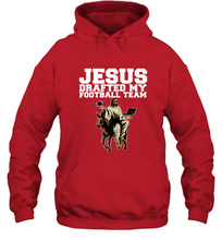 Load image into Gallery viewer, Jesus Drafted My Football Team Fantasy Football Hooded Sweatshirt
