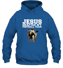 Load image into Gallery viewer, Jesus Drafted My Football Team Fantasy Football Hooded Sweatshirt
