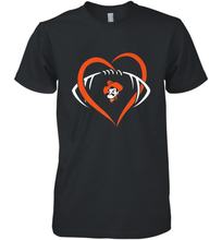 Load image into Gallery viewer, Oklahoma State Cowboys Large Heart  Football  Team Men's Premium T-Shirt
