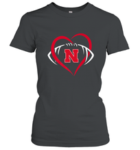 Load image into Gallery viewer, Nebraska Cornhuskers Large Heart  Football  Team Premium Women's T-Shirt
