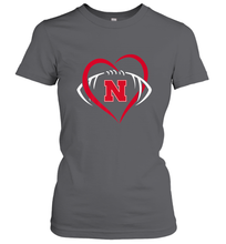 Load image into Gallery viewer, Nebraska Cornhuskers Large Heart  Football  Team Premium Women's T-Shirt
