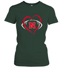 Load image into Gallery viewer, Nebraska Cornhuskers Large Heart  Football  Team Premium Women's T-Shirt
