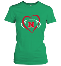 Load image into Gallery viewer, Nebraska Cornhuskers Large Heart  Football  Team Premium Women's T-Shirt
