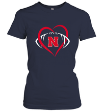 Load image into Gallery viewer, Nebraska Cornhuskers Large Heart  Football  Team Premium Women's T-Shirt
