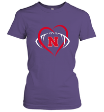 Load image into Gallery viewer, Nebraska Cornhuskers Large Heart  Football  Team Premium Women's T-Shirt
