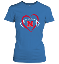 Load image into Gallery viewer, Nebraska Cornhuskers Large Heart  Football  Team Premium Women's T-Shirt
