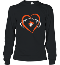 Load image into Gallery viewer, Oklahoma State Cowboys Large Heart  Football  Team Long Sleeve T-Shirt
