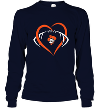 Load image into Gallery viewer, Oklahoma State Cowboys Large Heart  Football  Team Long Sleeve T-Shirt

