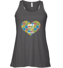 Load image into Gallery viewer, Love needs no words Autism Awareness DayT shirt Women's Racerback Tank
