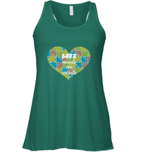 Load image into Gallery viewer, Love needs no words Autism Awareness DayT shirt Women's Racerback Tank
