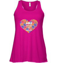 Load image into Gallery viewer, Love needs no words Autism Awareness DayT shirt Women's Racerback Tank
