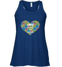 Load image into Gallery viewer, Love needs no words Autism Awareness DayT shirt Women's Racerback Tank
