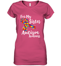 Load image into Gallery viewer, For My Sister  Autism Awareness  Awareness Day Women's V-Neck T-Shirt

