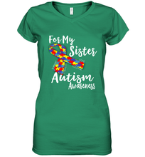 Load image into Gallery viewer, For My Sister  Autism Awareness  Awareness Day Women's V-Neck T-Shirt
