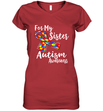 Load image into Gallery viewer, For My Sister  Autism Awareness  Awareness Day Women's V-Neck T-Shirt
