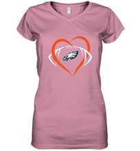 Load image into Gallery viewer, NFL Philadelphia Eagles Heart Love Football Women's V-Neck T-Shirt
