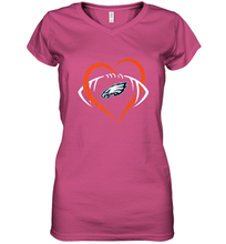 Load image into Gallery viewer, NFL Philadelphia Eagles Heart Love Football Women's V-Neck T-Shirt
