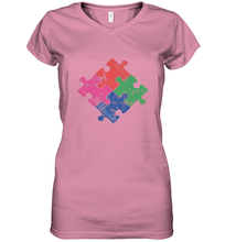 Load image into Gallery viewer, Autism Awareness Distressed T MaassSquad Women's V-Neck T-Shirt
