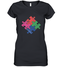Load image into Gallery viewer, Autism Awareness Distressed T MaassSquad Women's V-Neck T-Shirt
