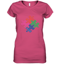 Load image into Gallery viewer, Autism Awareness Distressed T MaassSquad Women's V-Neck T-Shirt
