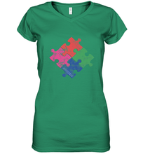 Load image into Gallery viewer, Autism Awareness Distressed T MaassSquad Women's V-Neck T-Shirt
