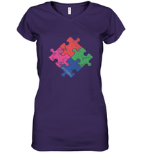 Load image into Gallery viewer, Autism Awareness Distressed T MaassSquad Women's V-Neck T-Shirt
