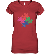 Load image into Gallery viewer, Autism Awareness Distressed T MaassSquad Women's V-Neck T-Shirt
